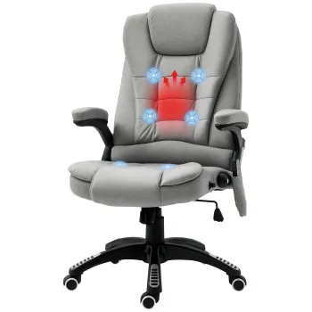 Vinsetto Scaun de sef cu functie de masaj si incalzire, ergonomic, reglabil, pana la 120 kg, Gri | Aosom Romania imagine