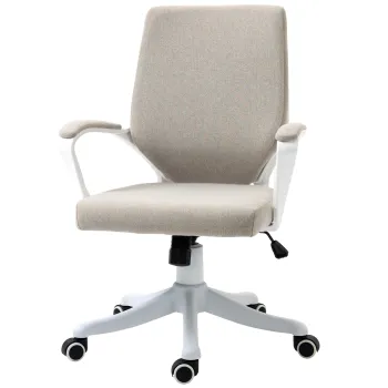 Vinsetto Scaun Ergonomic de Birou cu Inaltime Reglabila, Pivotant la 360? si Functie Leagan, 62x69x92-100 cm, Culoare Bej | Aosom Romania imagine