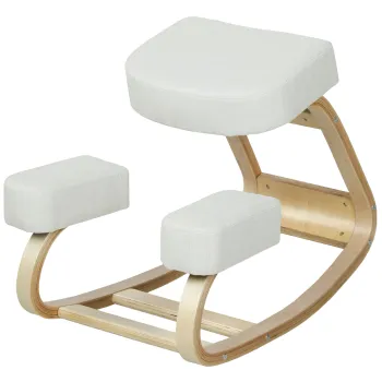 Vinsetto Scaun ergonomic pentru genunchi din mesteacan si perna Crem | Aosom Romania imagine