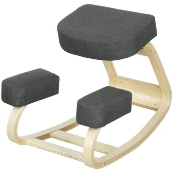 Vinsetto Scaun Ergonomic pentru Genunchi din Mesteacan si Perna Gri | Aosom Romania imagine