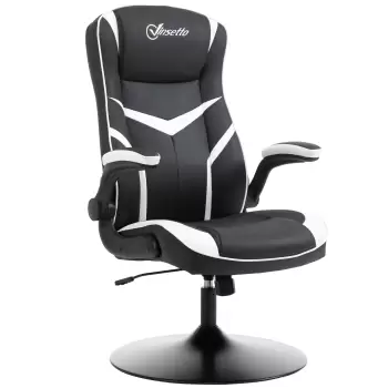 Vinsetto Scaun Fotoliu de Gaming de Birou Ergonomic, Inaltime Ajustabila, Baza Fixa, Cotiere Pliabile Negru si Alb imagine