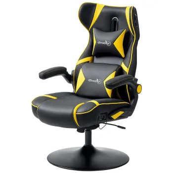 Vinsetto Scaun Gaming cu Functie de Leagan si Difuzor, Suport Lombar si pentru Gat, Piele Ecologica, Galben si Negru | Aosom Romania imagine