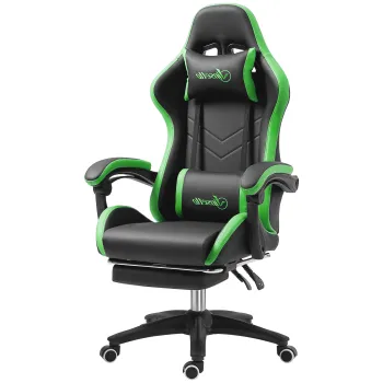 Vinsetto Scaun Gaming cu Inaltime Reglabila, Scaun Gaming Ergonomic cu Spatar Rabatabil, 65x65x121-129 cm, Negru | Aosom Romania imagine