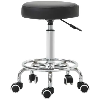 Vinsetto Taburet cu roti, taburet de masaj cu inaltime reglabila 50-64 cm si sezut captusit, pivotant 360?, negru | Aosom Romania imagine