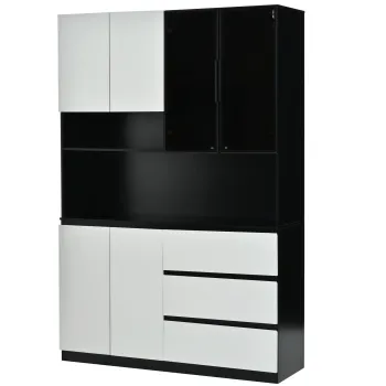 Vitrina de bucatarie multifunctionala, Negru | Aosom Romania imagine