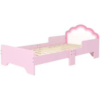 ZONEKIZ Pat pentru copii 3-6 ani 143 x 74 x 55 cm design nor somier cu lamele inclus camera moderna roz | Aosom Romania imagine