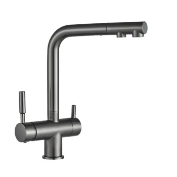 Baterie bucatarie 3 cai cu pipa extractibila  SH-404 Graphite ,   apa calda, rece E i filtrata imagine