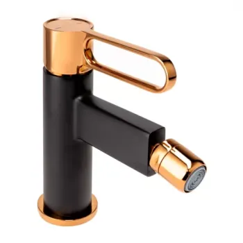 Baterie bideu FDesign Zaffiro negru mat-rose gold lucios monocomanda imagine