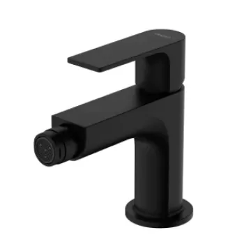 Baterie bideu Hansgrohe Rebris E cu ventil pop-up, negru mat imagine