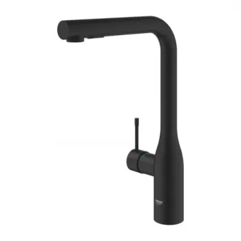 Baterie bucatarie cu dus extractibil dual Grohe Essence negru mat Phantom Black imagine