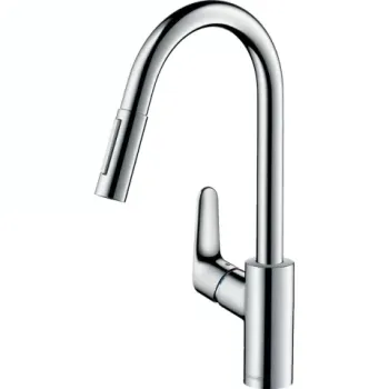 Baterie bucatarie cu dus extractibil Hansgrohe Focus M41 240 crom lucios imagine