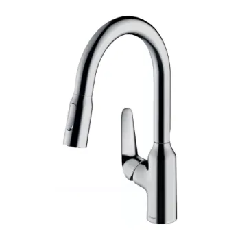 Baterie bucatarie cu dus extractibil Hansgrohe Focus M42 180 sBox cu 2 jeturi crom lucios imagine