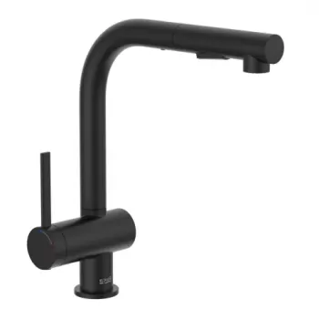 Baterie bucatarie cu dus extractibil Roca Ona Cold Start 2 functii negru mat imagine