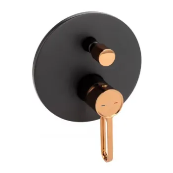 Baterie cada si dus incastrata FDesign Zaffiro negru mat-rose gold auriu monocomanda imagine