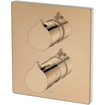 Baterie de dus Roca Insignia Rose Gold cu termostat auriu imagine