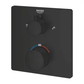 Baterie dus incastrata Grohe Grohtherm negru mat Phantom Black imagine