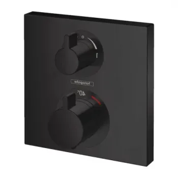 Baterie dus incastrata Hansgrohe Ecostat Square termostatata 2 functii negru mat imagine