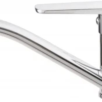 Baterie lavoar Deante Tubo 15.2cm, cu pipa pivotanta, crom lucios imagine