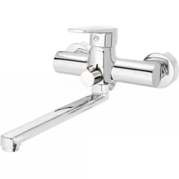 Baterie lavoar Deante Tubo cu montaj pe perete 38,9cm, crom lucios imagine