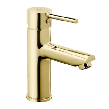 Baterie lavoar FDesign Flusso auriu lucios monocomanda cu ventil imagine