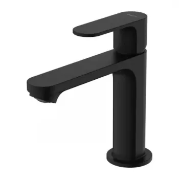 Baterie lavoar Hansgrohe Rebris S negru mat cu ventil imagine