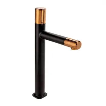 Baterie lavoar inalta FDesign Ardesia negru-rose gold imagine