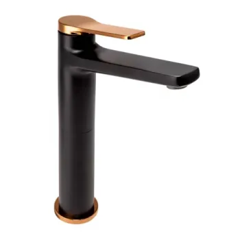 Baterie lavoar inalta FDesign Seppia negru mat-rose gold monocomanda imagine