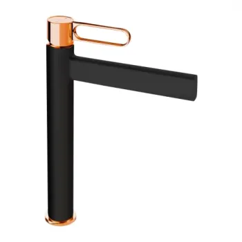 Baterie lavoar inalta FDesign Zaffiro negru mat-rose gold auriu monocomanda imagine