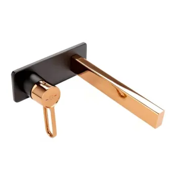 Baterie lavoar incastrata FDesign Zaffiro negru mat-rose gold lucios monocomanda imagine