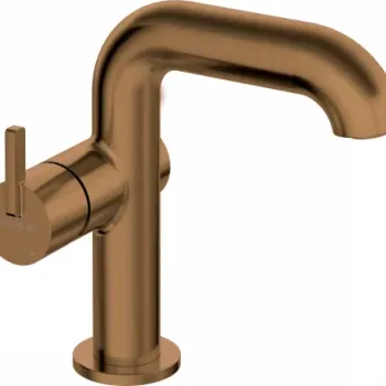 Baterie monocomanda Deante Silia, cu pipa dreptunghiulara, bronz periat imagine
