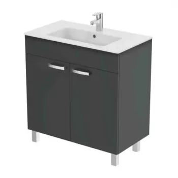 Baza lavoar pe pardoseala Ideal Standard Tempo 2 usi 80x84 cm gri lucios imagine