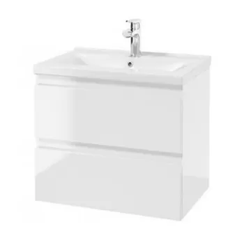 Baza lavoar suspendat Defra Como 2 sertare 59.9x50 cm alb lucios imagine