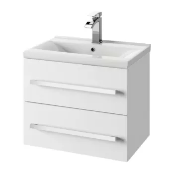 Baza lavoar suspendat Defra Granada 2 sertare 59.9x50 cm alb lucios imagine