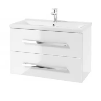 Baza lavoar suspendat Defra Granada 2 sertare 79.9x50 cm alb lucios imagine