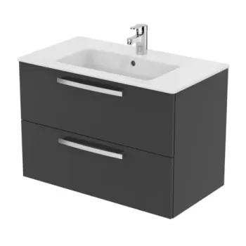 Baza lavoar suspendat Ideal Standard Tempo 2 sertare 80x55 cm gri lucios imagine