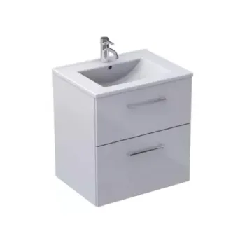 Baza lavoar suspendat Oristo Nova 59.8x45.5x62 cm cu 2 sertare alb finisaj lucios imagine