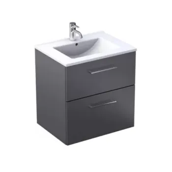 Baza lavoar suspendat Oristo Nova 59.8x45.5x62 cm cu 2 sertare grafit finisaj mat imagine