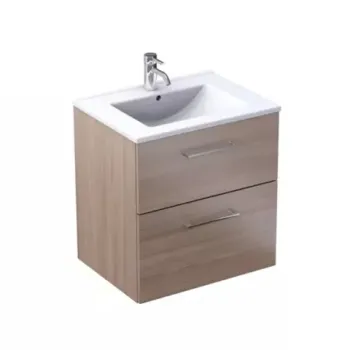 Baza lavoar suspendat Oristo Nova 59.8x45.5x62 cm cu 2 sertare stejar finisaj natural imagine