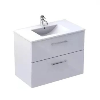 Baza lavoar suspendat Oristo Nova 79.8x45.5x62 cm cu 2 sertare alb finisaj lucios imagine