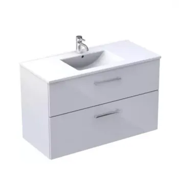Baza lavoar suspendat Oristo Nova 99.8x45.5x62 cm cu 2 sertare alb finisaj lucios imagine