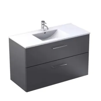 Baza lavoar suspendat Oristo Nova 99.8x45.5x62 cm cu 2 sertare grafit finisaj mat imagine