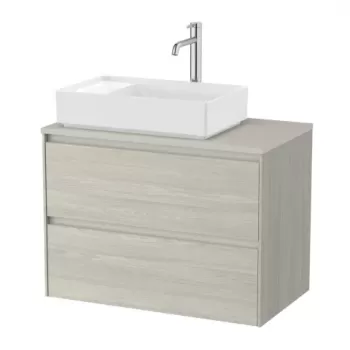 Baza lavoar suspendat Roca Ona 2 sertare 79.4x45.7 cm stejar deschis pentru lavoar in dreapta imagine