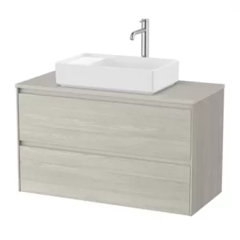 Baza lavoar suspendat Roca Ona 2 sertare 99.4x45.7 cm stejar deschis imagine