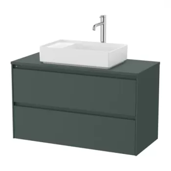 Baza lavoar suspendat Roca Ona 2 sertare 99.4x45.7 cm verde mat imagine