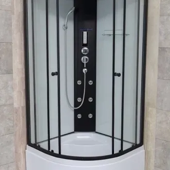 Cabina de dus completa, Future Black, 90x90x215 cm imagine