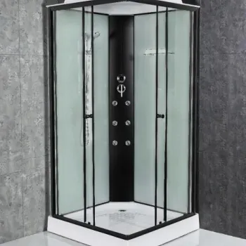 Cabina de dus completa, negru, 100x100x215cm imagine