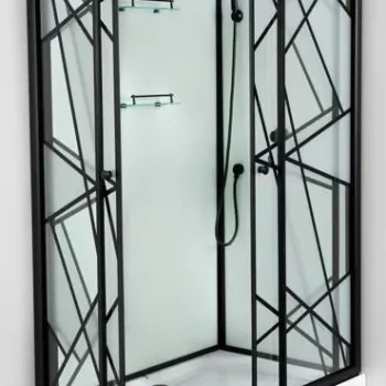 Cabina de dus completa, negru, 120x80x215cm imagine