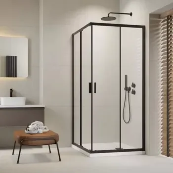 Cabina de dus dreptunghiulara Radaway Alienta D cu usi culisante 80x100 cm negru mat imagine