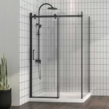 Cabina de dus Fluminia, Panda Black, dreptunghiulara 100 x 80 cm, negru mat imagine