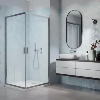 Cabina de dus patrata Radaway Alienta C cu usi culisante 90x90 cm crom lucios imagine